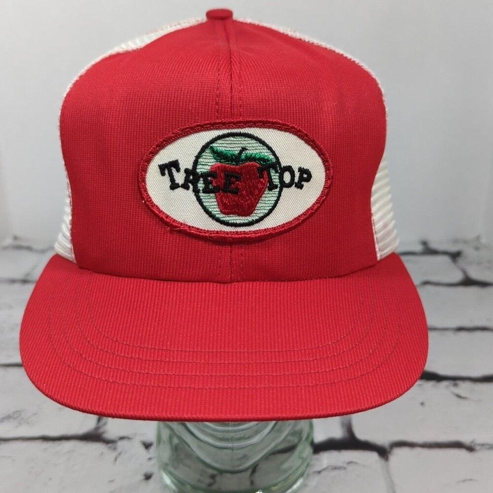 Tree Top Patch Vintage Snapback Hat Red‎ White Adjustable Ball Cap